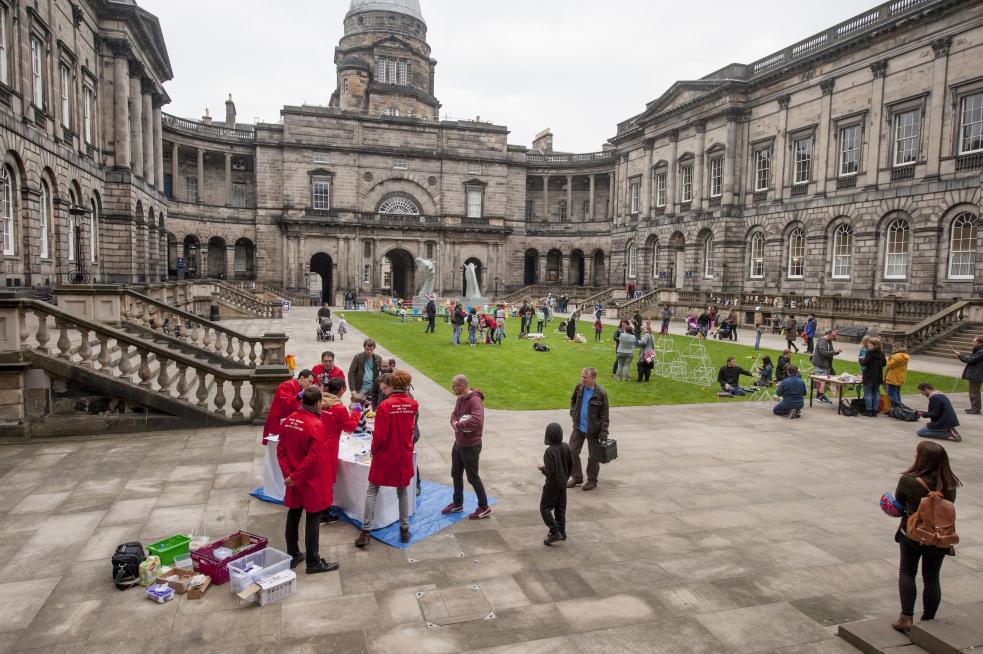 University of Edinburgh Kelpies in the Quad, outdoor engagement stand