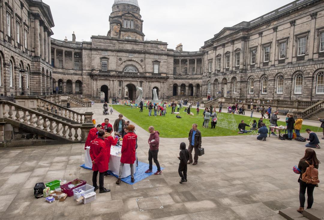 University of Edinburgh Kelpies in the Quad, outdoor engagement stand