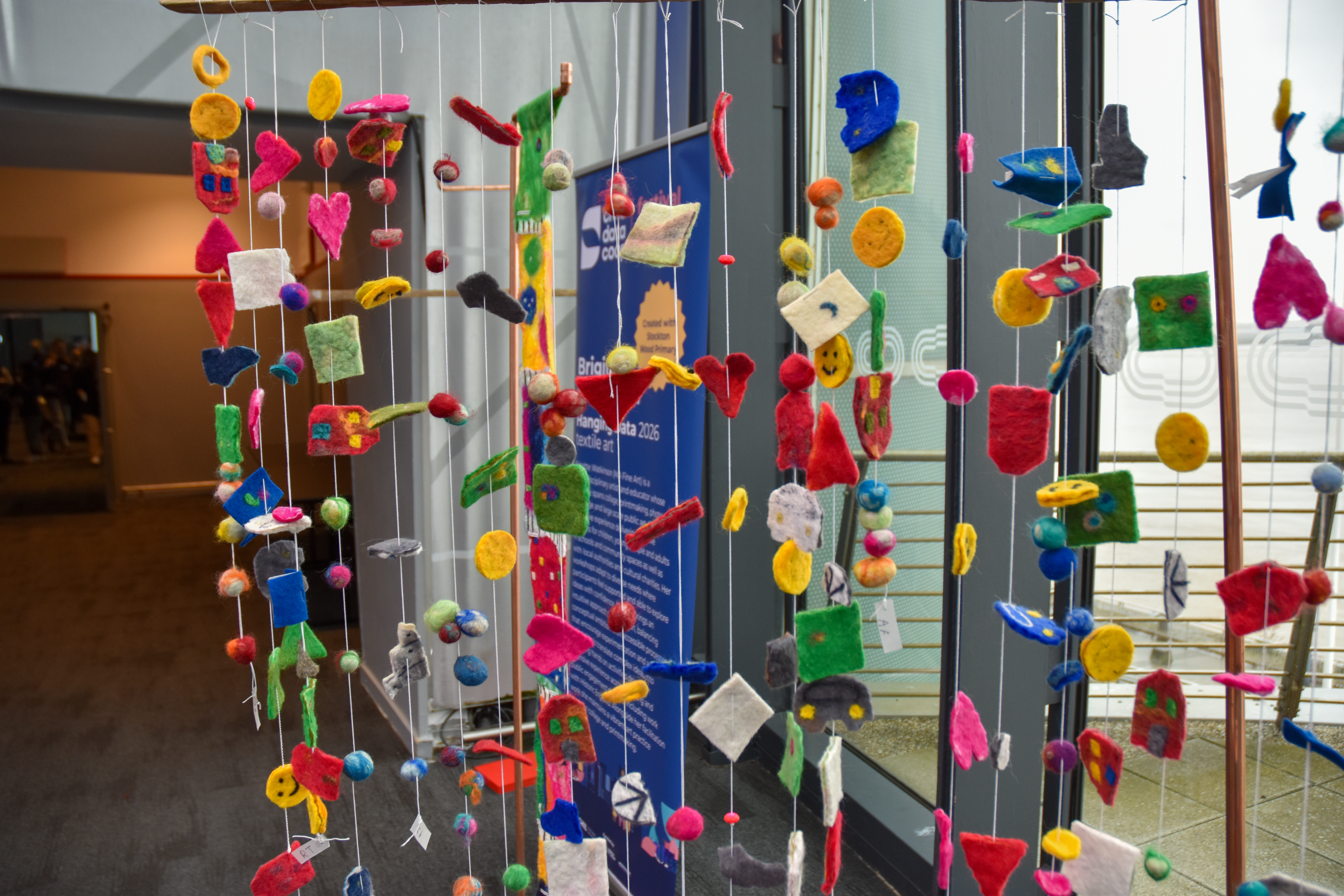 colourful hanging objects, children's art