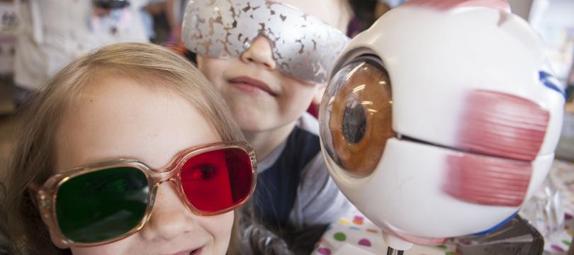 Glasgow Caledonian University- Science engagement, Children with model of eye