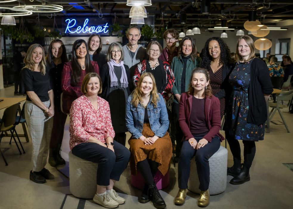 Group shot of the NCCPE team in their offices in Bristol