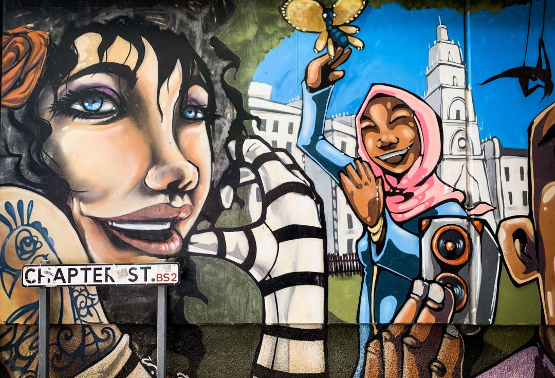 Street art on a wall in Bristol