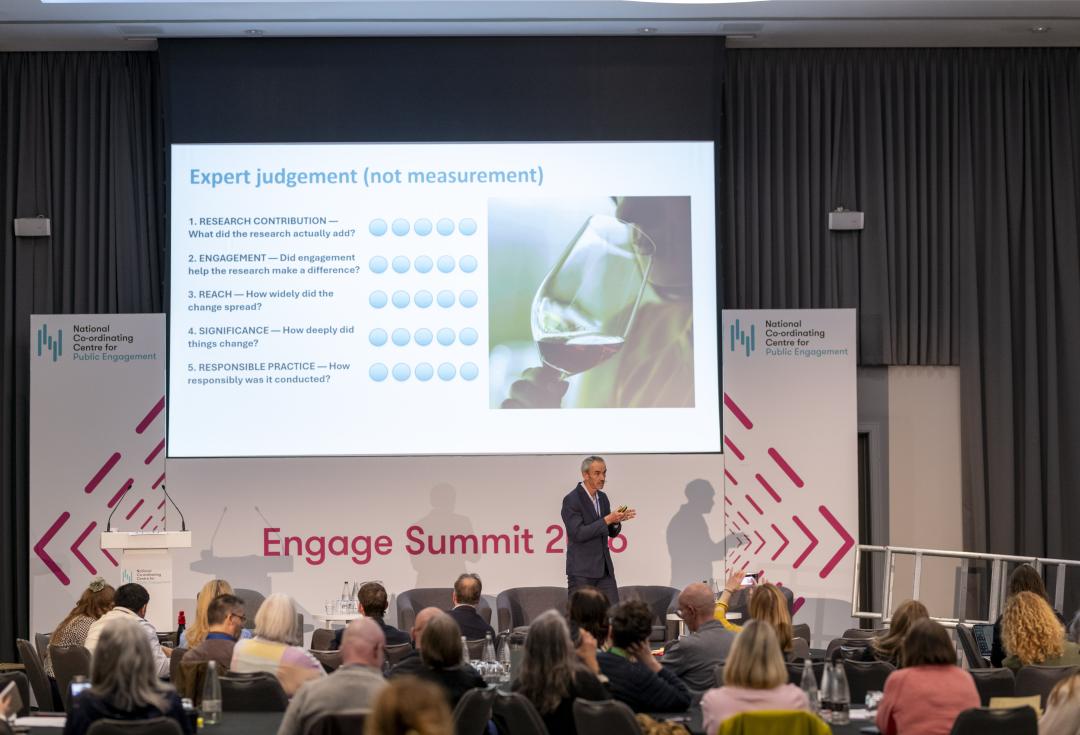 NCCPE Co-Director Paul Manners presenting about the REF at the Engage Summit 2026
