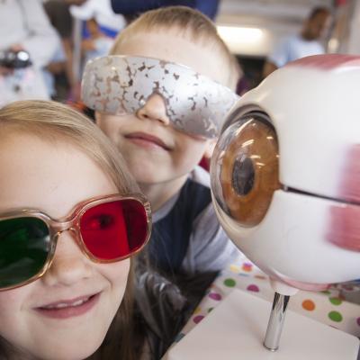 Glasgow Caledonian University- Science engagement, Children with model of eye