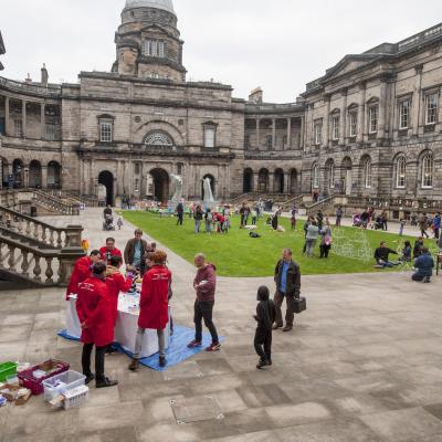 University of Edinburgh Kelpies in the Quad, outdoor engagement stand