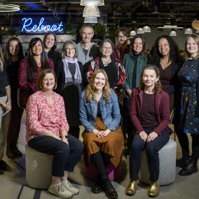 Group shot of the NCCPE team in their offices in Bristol