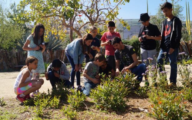 group of young people outside in nature