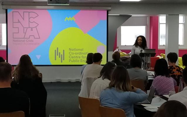 NCCPE Project Manager, Gemma, speaking at the NCIA launch